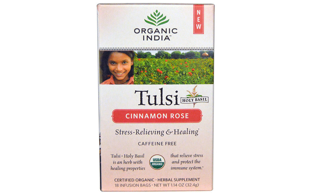 Organic India Tulsi Holy Basil Cinnamon Rose Tea   Box  32.4 grams